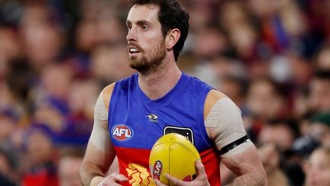 MELBOURNE, AUSTRALIA - SEPTEMBER 16: Darcy Gardiner of the Lions looks on during the 2022 AFL First Preliminary Final match between the Geelong Cats and the Brisbane Lions at the Melbourne Cricket Ground on September 16, 2022 in Melbourne, Australia. (Photo by Dylan Burns/AFL Photos via Getty Images)