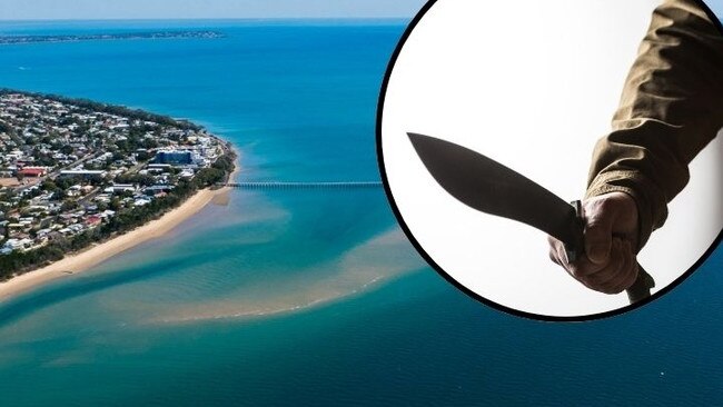 CCTV captures the moment in broad daylight a 15-year-old boy pulled a machete out of his pants at a busy Qld tourist strip and cut a manâ€™s arm to the bone because heÂ â€˜didnâ€™t like the way he looked at himâ€™.