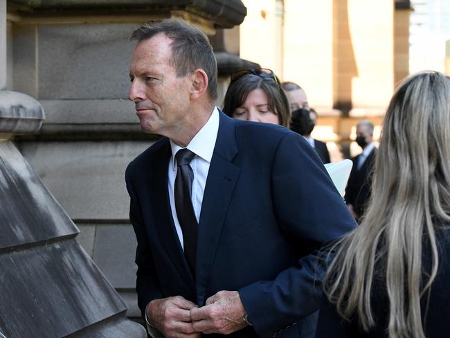 Former prime minister Tony Abbott arriving at the state funeral in Sydney. Picture: NCA NewsWire/Bianca De Marchi