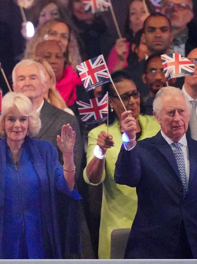 Charles and Camilla enjoyed the concert from the royal box. Picture: Yui Mok / POOL / AFP