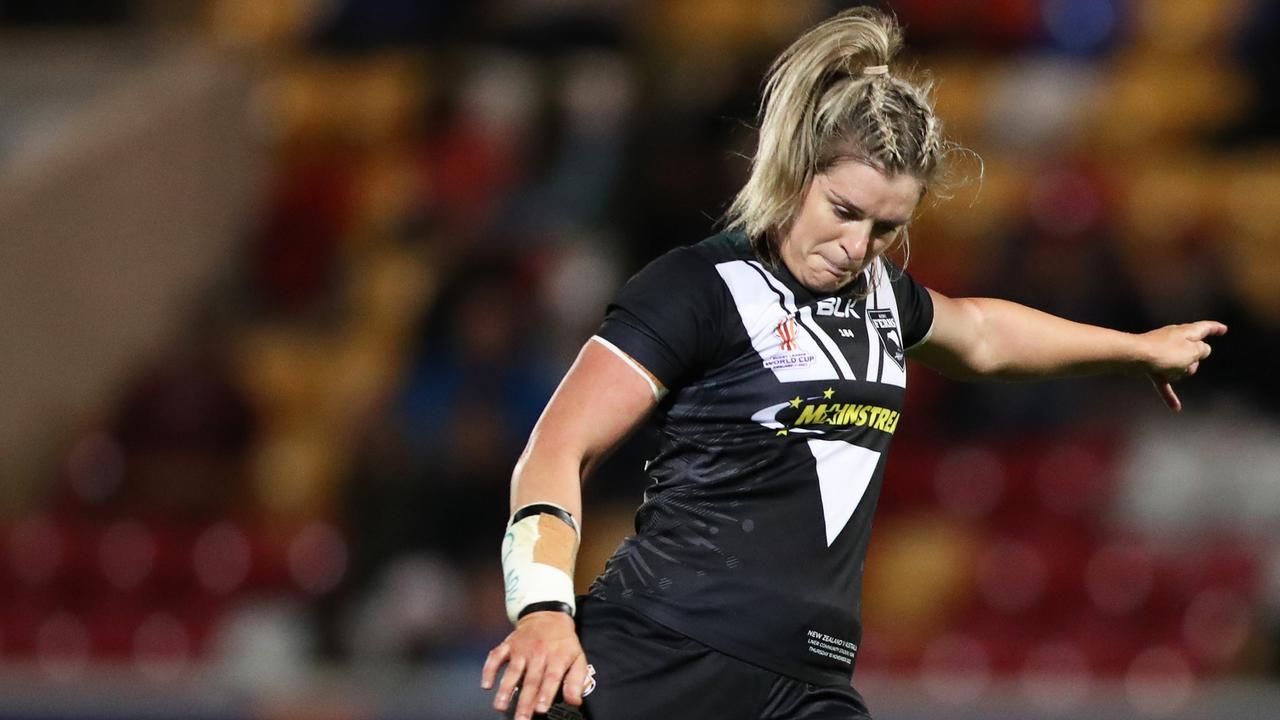 Scores would have been level had Brianna Clark nailed her first conversion. Picture: Charlotte Tattersall/Getty Images for RLWC