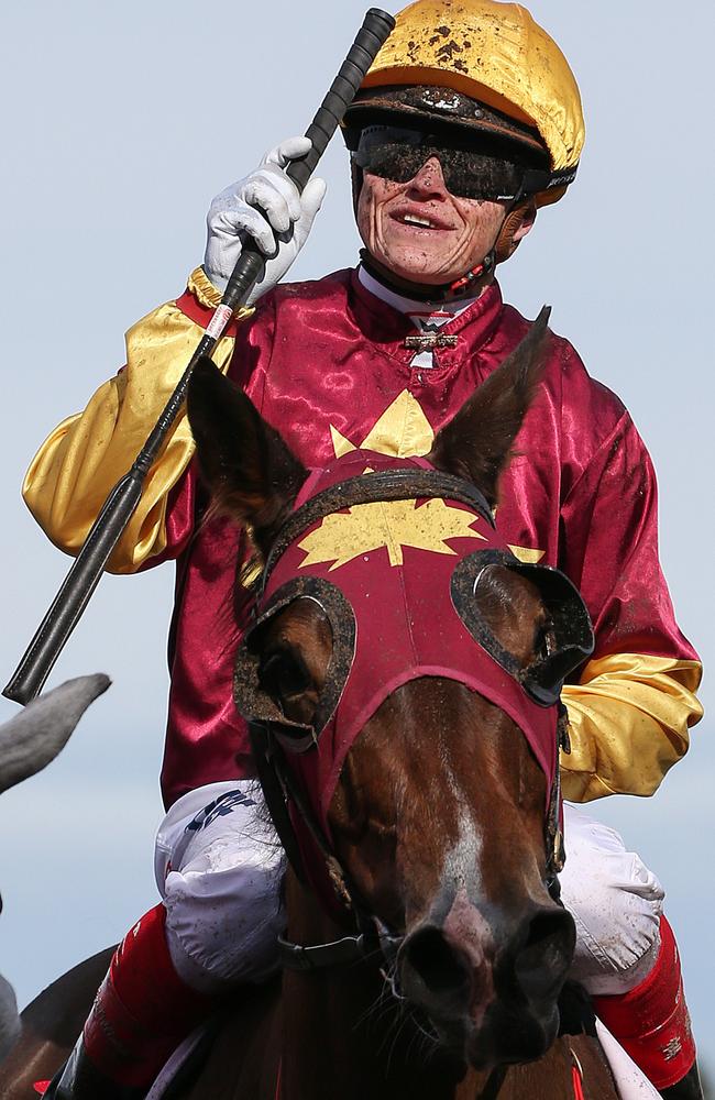 Mud lover Miss Iano salutes at Caulfield last July.