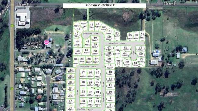 Mock-up of how the new estate in between Cleary and Carmody St could look overplayed the current landscape (Photos: SDRC/ Google Maps)