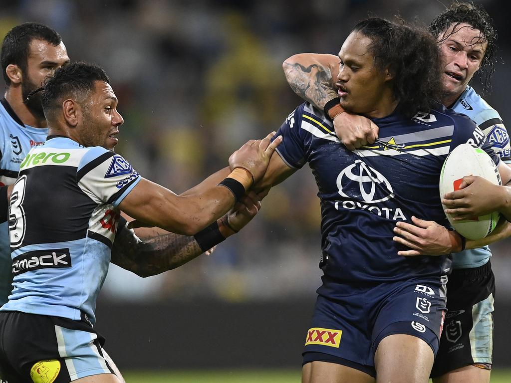 Rival NRL clubs have been reaching out to North Queensland about the future of second-rower Luciano Leilua. Picture: Ian Hitchcock/Getty Images