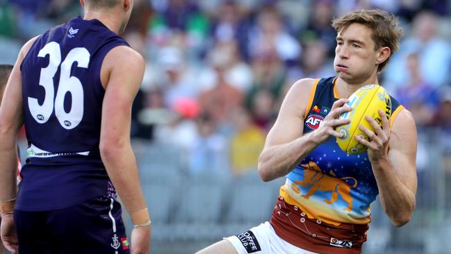 Harris Andrews was a rock for his team against Freo. Pic: AAP