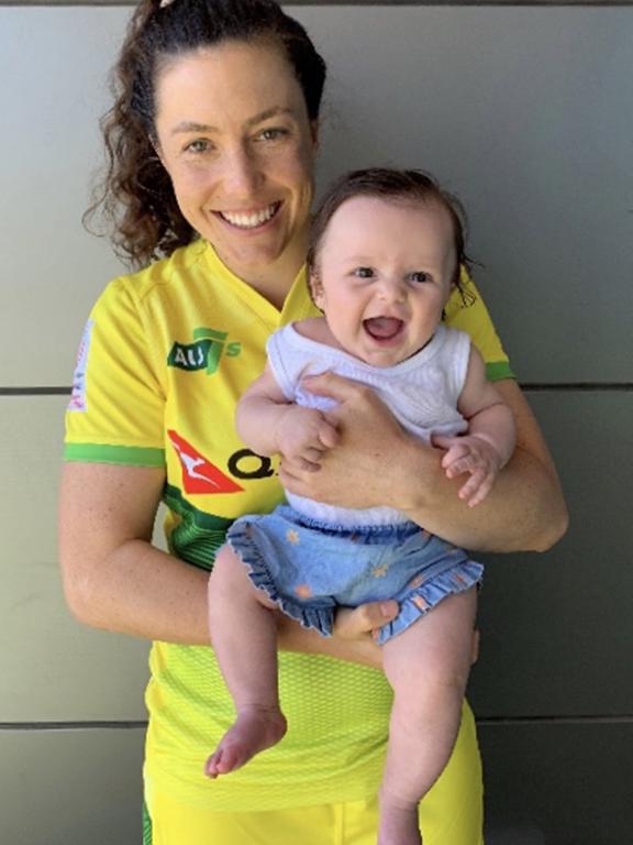 Olympic Rugby Sevens gold medallist Emilee Cherry with daughter Alice. Picture: Supplied