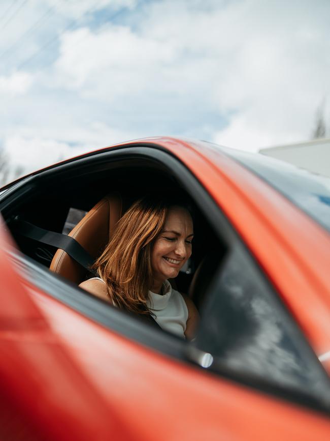 Debbie-Lee Douglas behind the wheel of the Ferrari. Picture: Erik Rosenberg