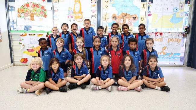 My First Year 2025 – Woree State School Prep Class A. From back row: Dallas, Apphia, Winslow, Dacre, Sohan, Amarii, Darius, Kenneth. Omarious, Finn, Elliana, Taita, Remianna, Xavier, Amalakiah. Amber, Andrea, Seth, Kahleigha, Emitty, Pippa. Picture: Brendan Radke