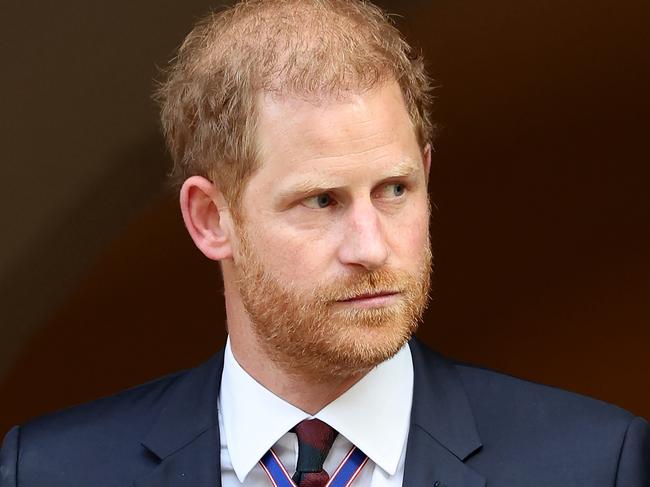 LONDON, ENGLAND - MAY 08: Prince Harry, The Duke of Sussex departs The Invictus Games Foundation 10th Anniversary Service at St Paul's Cathedral on May 08, 2024 in London, England. (Photo by Chris Jackson/Getty Images for Invictus Games Foundation)