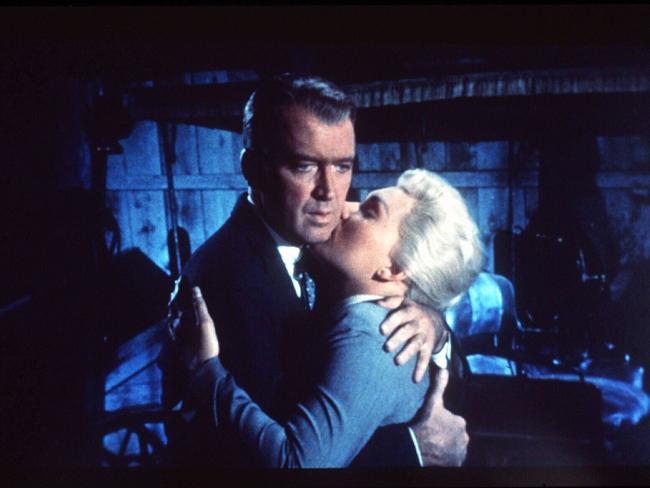 James Stewart with Kim Novak in the ultimate psychological thriller, Vertigo.