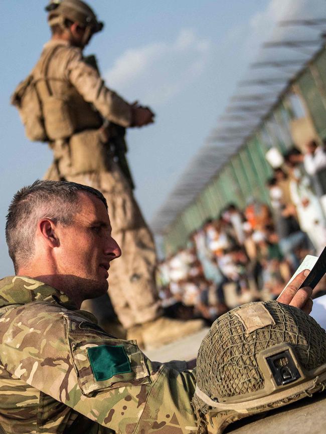 Soldiers at Kabul airport.