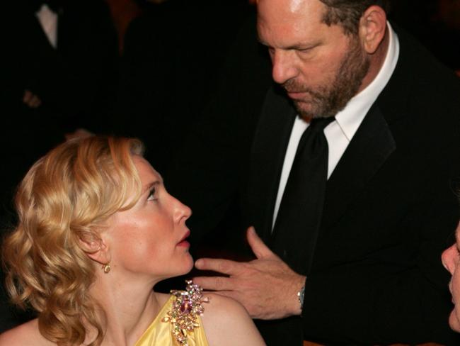 Cate Blanchett with Harvey Weinstein in 2005, the year she won an Oscar for her role in The Aviator, a film he produced. Picture: Getty Images