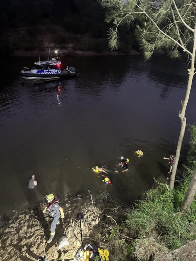 Divers searched the Georges River in dwindling light. Picture: Facebook