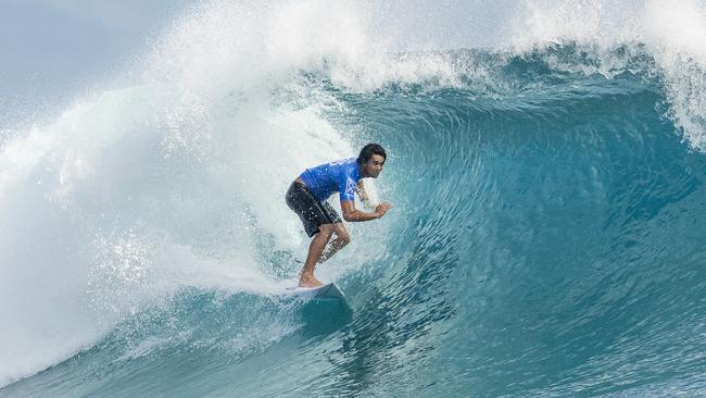 Australia’s Connor O’Leary on his way to knocking Kelly Slater out of the Fiji Pro yesterday.