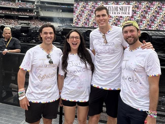 Mason Cox with his crew at the Taylor Swift concert.