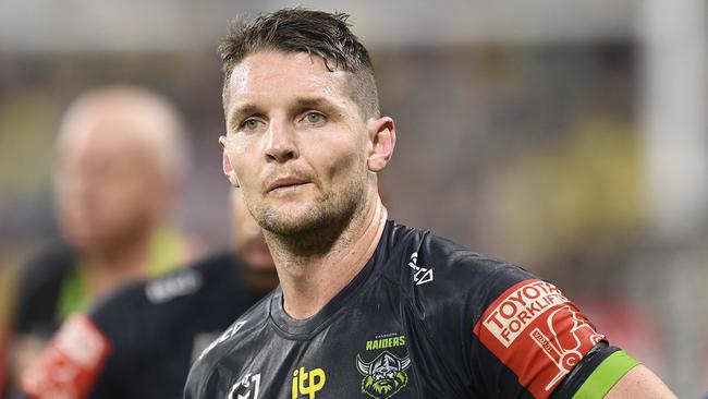 Jarrod Croker of the Raiders looks dejected. Photo by Ian Hitchcock/Getty Images.