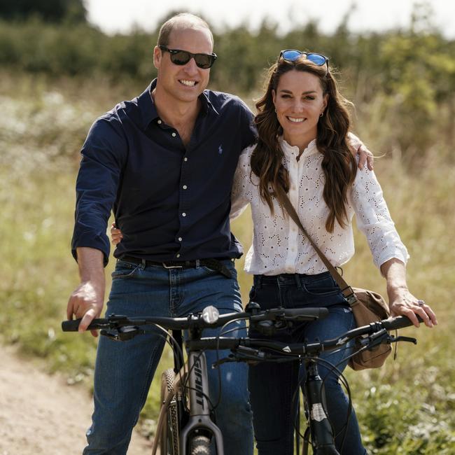 An image released by Kensington Palace on the occasion of the 12th wedding anniversary of The Prince and Princess of Wales shows the couple on a bike tour through Norfolk. Picture: Matt Porteous/Kensington Palace