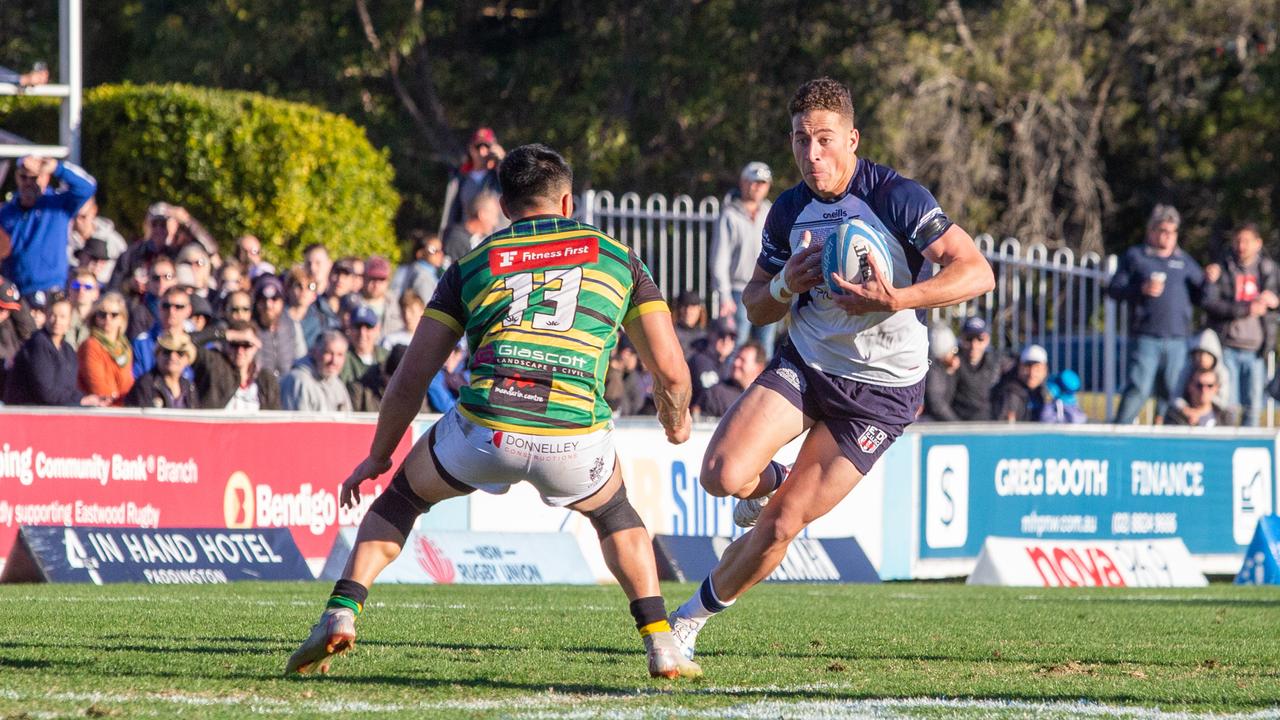 Shute Shield action at TG Millner Sportsground in Eastwood, NSW. Saturday 13th July 2019. The club held a “Back to Eastwood Day” with players from the 1969 and 1999 teams present. (AAP IMAGE/Jordan Shields)