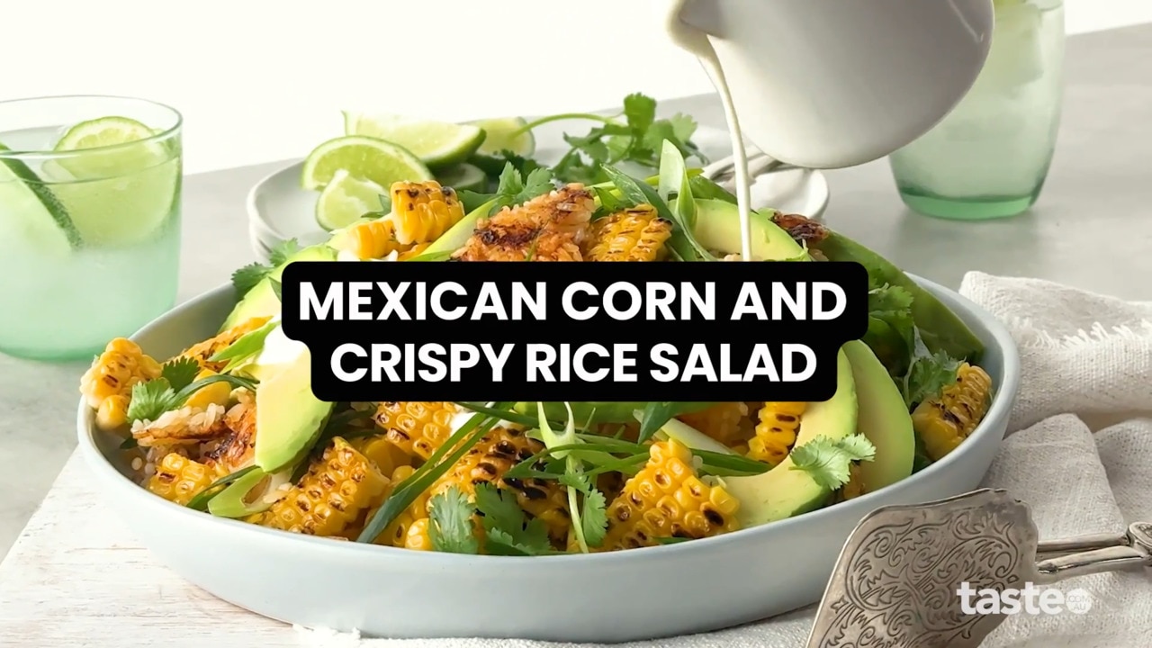 Mexican corn and crispy rice salad