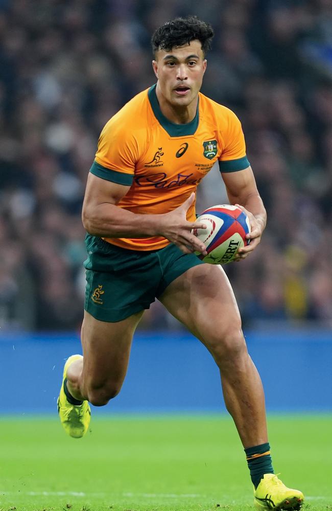 Joseph-Aukuso Suaalii is racing the clock to feature for the Wallabies against the Lions after revelations he has a broken jaw. Picture: Getty Images