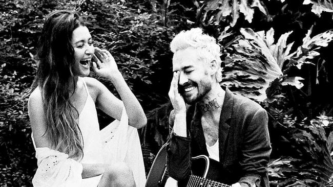 With partner Daniel Johns last year.