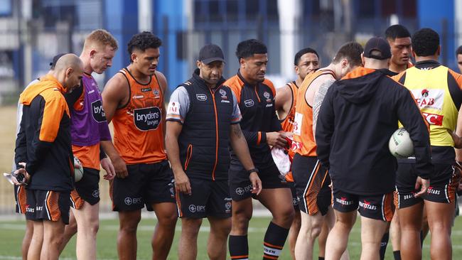 Tigers assistant coach Benji Marshall and recruitment boss Scott Fulton have been in meetings to address their fractured relationship. Picture: Richard Dobson.