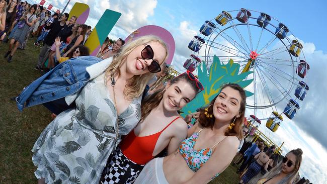 Ainsley Sherwell, Emily Kinchin and Yolanda Flynn at the Big Pineapple Music Festival in 2019.
