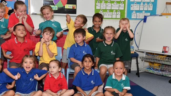MY FIRST YEAR: Funny faces. Kuluin State School Preps. Picture: Patrick Woods.