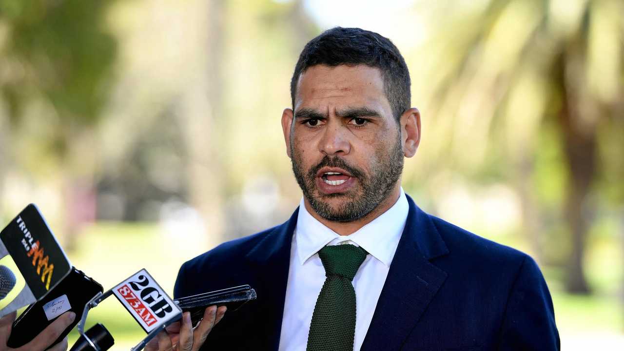 South Sydney Rabbitohs NRL player Greg Inglis addresses media after his drink driving charge. Picture: JOEL CARRETT