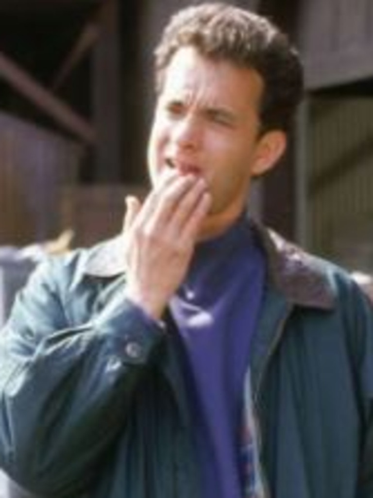 Tom Hanks on the set of Turner &amp; Hooch in 1989.