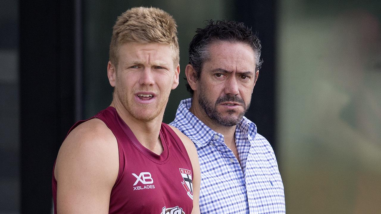 Dan Hannebery and footy manager Simon Leathlean. Pic: Michael Klein
