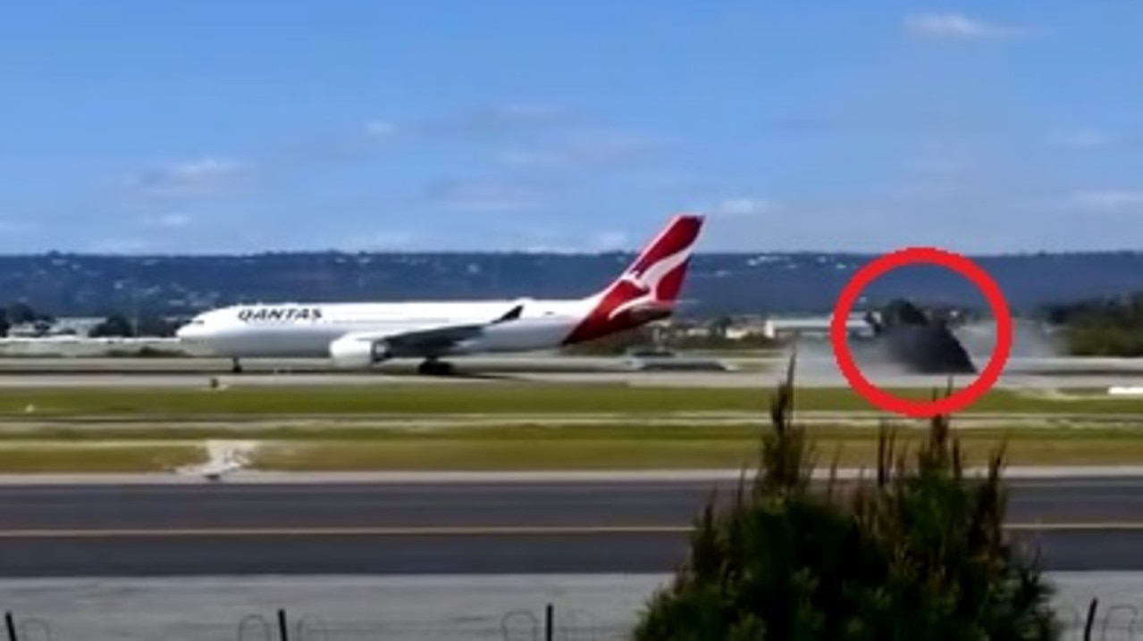 A Qantas plane tore up part of a runway during takeoff on Sunday at Perth Airport prompting urgent repair work.