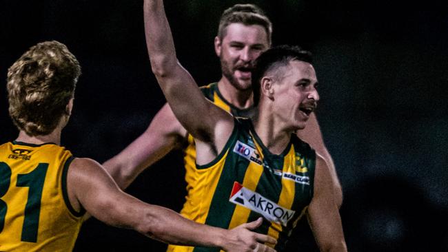 Jett Trotter scored six goals for PINT against Wanderers in Round 6. Picture: Patch Clapp / AFLNT Media