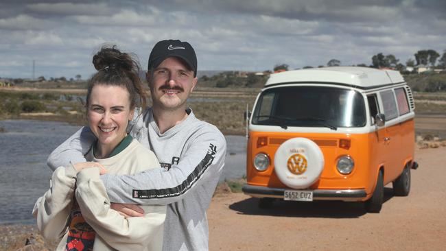 Brodie Jarmyn and Danica Manfield, both 28, spend some quality time with Nelson. Picture: Dean Martin