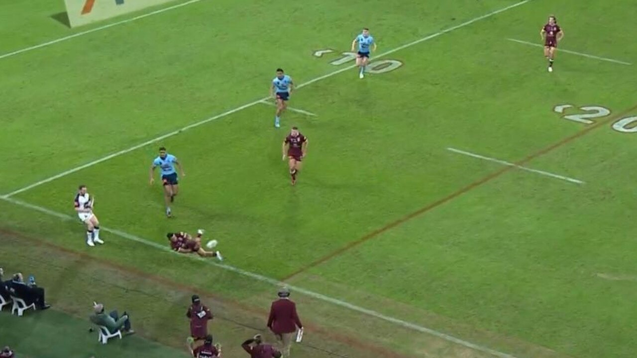 But Valentine Holmes somehow managed to keep the ball in play.