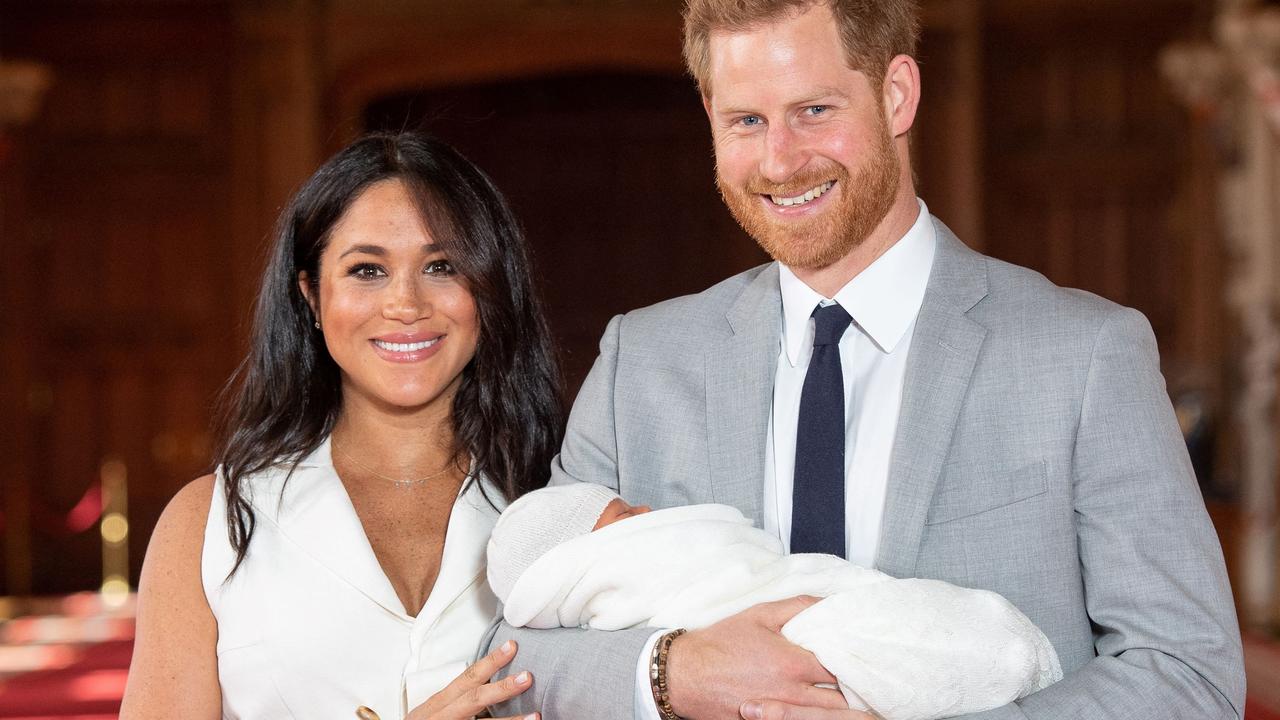 Sources say it will be a while before Harry and Meghan, pictured here with a baby Archie in 2019, release any photos of Lili. Picture: AFP