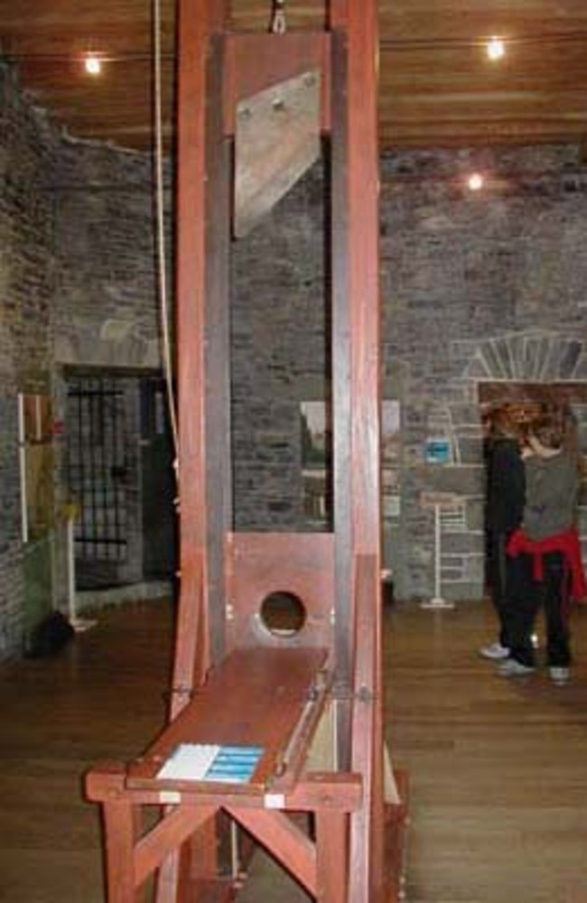 The guillotine in the Marseilles’ Baumettes prison where Tunisian immigrant Hamida Djandoubi was the last person to be executed by the guillotine in France.