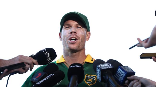 Warner fronted media after the Coogee Oval clash. (Photo by Mark Metcalfe/Getty Images)