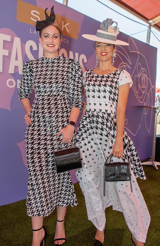 Tatiana Hoffmann and Bianca Heron at the 2023 Darwin Derby day. Picture: Pema Tamang Pakhrin