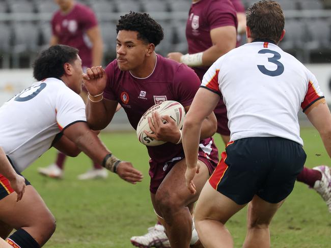 QLD’s Josiah Pahulu, ASSRL National Semi-finals, QLD vs NSW CIS (18), Redcliffe. Picture: Liam Kidston