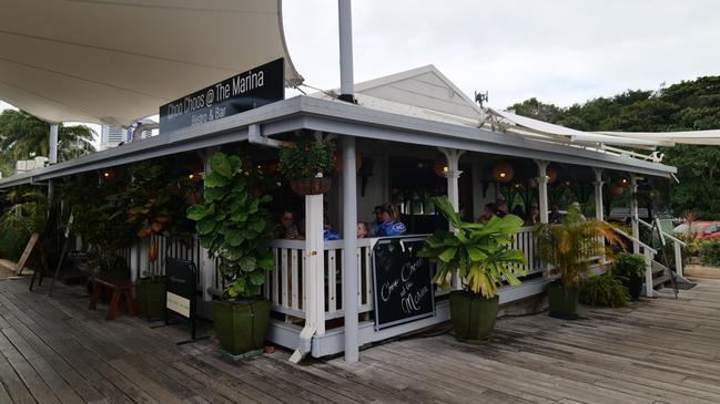 Megastar Katy Perry was spotted dining at Choo Choos at the Marina Port Douglas over the weekend with one-year-old daughter Daisy Dove. Picture: Georgia Clelland.