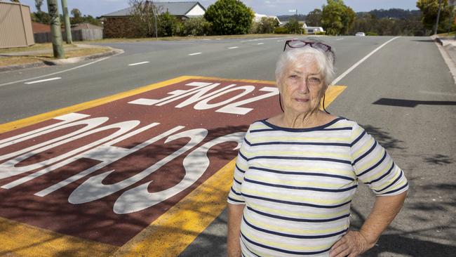 Edens Landing resident Penny Tolloi lives on Castile Cres where students from Edens Landing State School cross. She is concerned about the speed of cars and blind spots on the road. Picture: Sarah Marshall