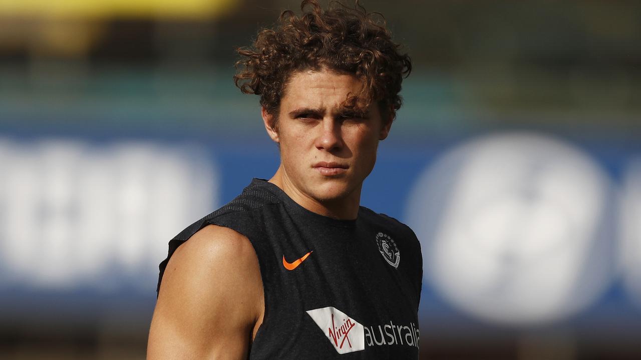 Charlie Curnow is unlikely to play for Carlton until the middle of the 2020 season. (AAP Image/Daniel Pockett)