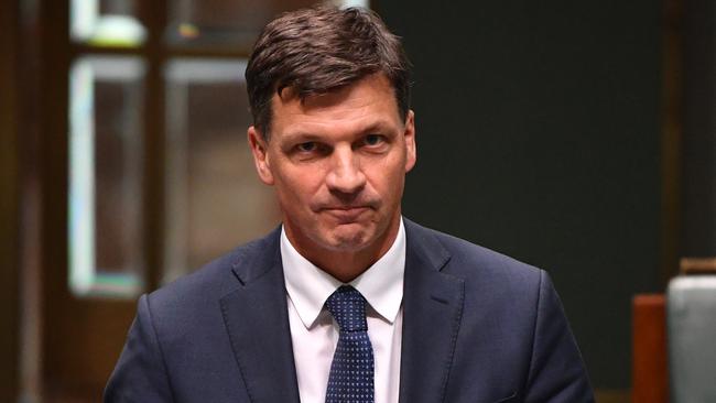 Energy Minister Angus Taylor says the unsustainable restrictions on Australians’ livelihoods and freedom to travel have ‘substantially reduced emissions’. Picture: AAP