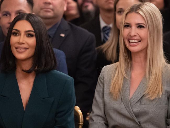 Kim Kardashian and Ivanka Trump listen as then US President Donald Trump speaks in 2019. Picture: AFP.