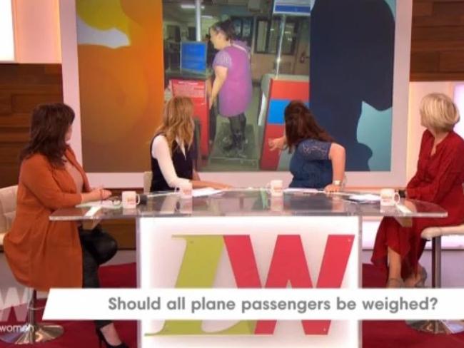 Lisa Riley discusses her flight ordeal on the UK chat show, Loose Women. Picture: Loose Women
