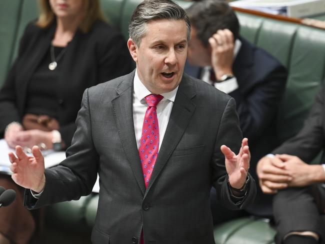 CANBERRA, Australia - NewsWire Photos - August 21, 2024: Minister for Health and Aged Care Mark Butler during Question Time at Parliament House in Canberra. Picture: NewsWire / Martin Ollman