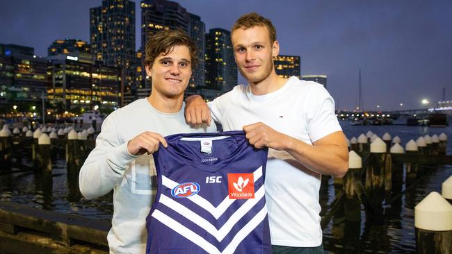 Lachie Schultz, left, has been named in Fremantle’s squad of 30 but Bretty Bewley, right has been left out.