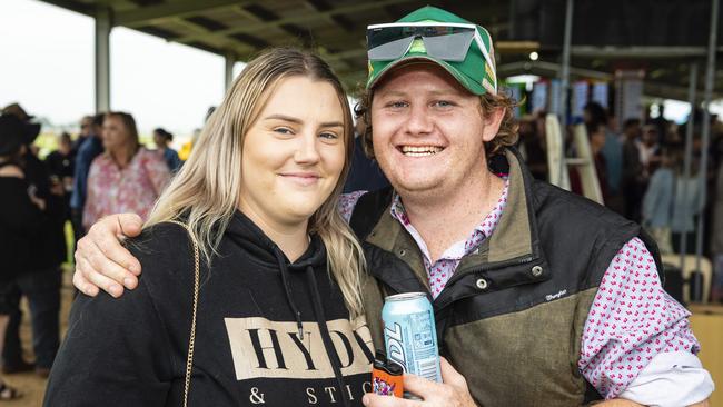 Tayla Otto and Kurtis Swan at the Clifton Cup races hosted by Clifton Jockey Club, Saturday, October 22, 2022. Picture: Kevin Farmer