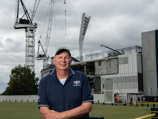 Australian Manufacturing Workers’ Union Victoria organiser, Tony Hynds, near the new stand at GMHBA Stadium. Picture: Brad Fleet